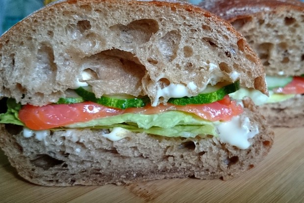 Теплая сливочная чиабатта  с красной рыбой