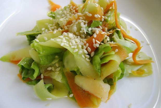 Теплые тальятелли из овощей