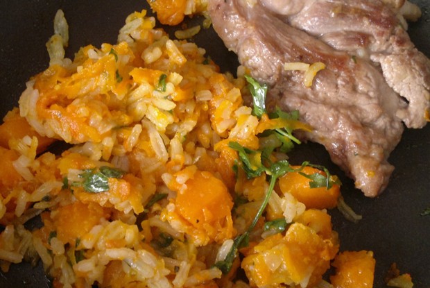 Тыквенный чатни с рисом и бараниной