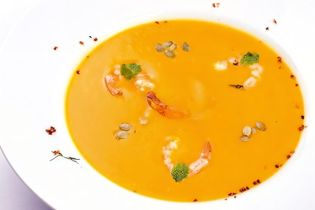 Тыквенный крем-суп с креветками