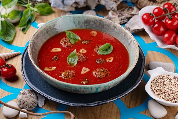 Томатный суп с аранчини