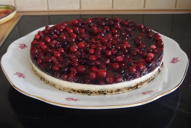 Торт с белым шоколадом и клюквой