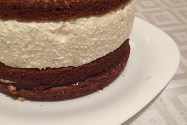 Торт с творогом и грушей