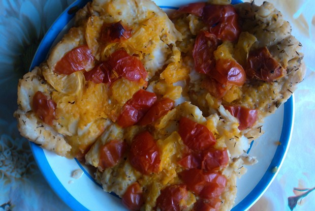 Треска с помидорами и апельсинами