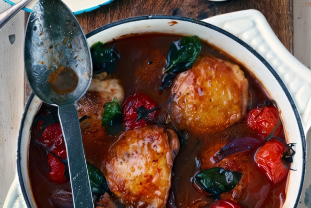 Тушеная курица в ароматном томатном соусе (Pastitsatha)