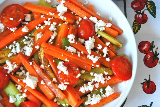Тушеные овощи с фетой