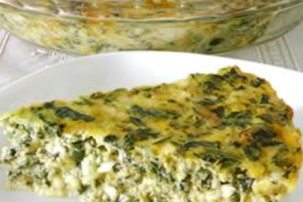 Творожная запеканка с сыром и зеленью