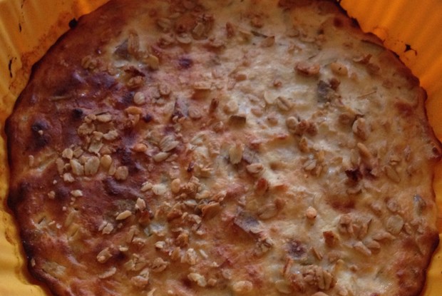 Творожная запеканка с бананом и грушей