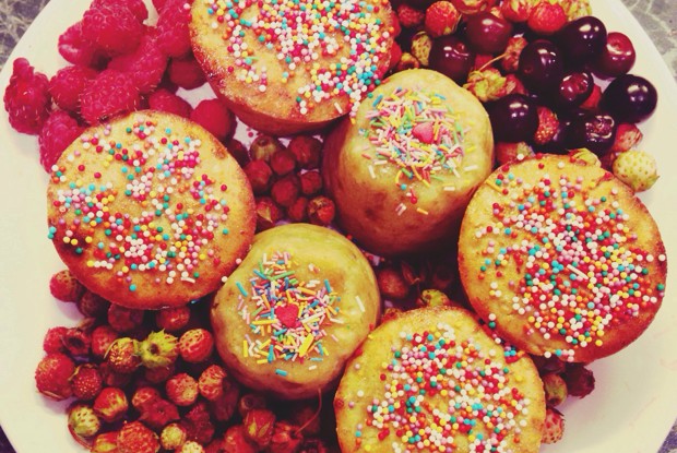 Творожные кексы с бананом и киви