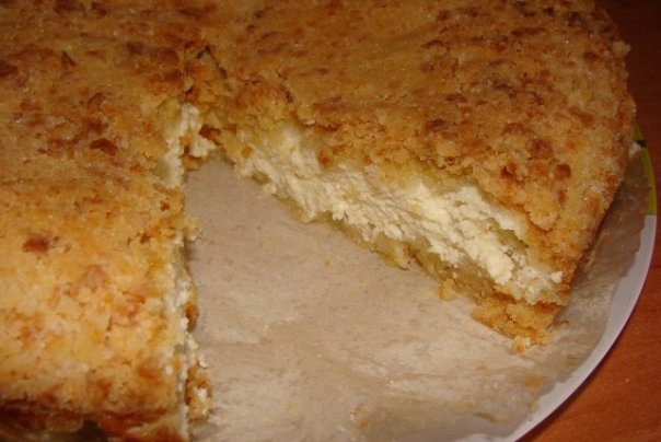 Творожный пирог с песочно-ванильной крошкой