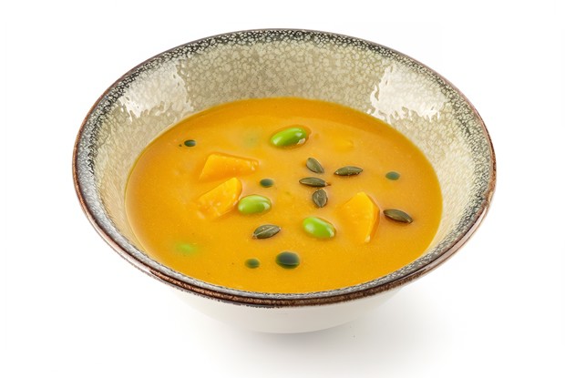 Тыквенный крем-суп с эдамамэ