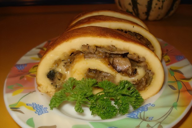 Тыквенный рулет-омлет с печенью