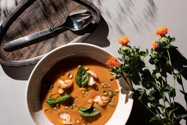 Тыквенный суп с креветками