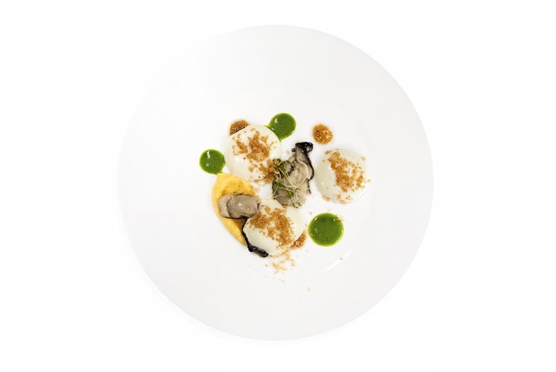 Устрицы с сыром мимолет, горчицей и водяным крессом