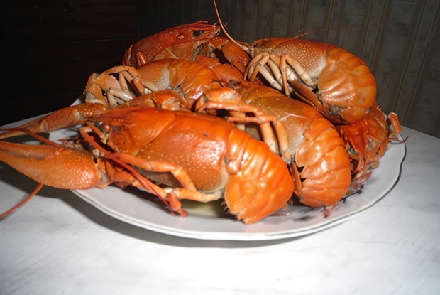 Вареные раки с укропом