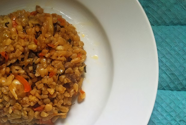 Веганский плов из булгура с баклажанами (постный)