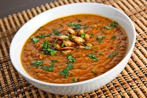 Винегрет-пюре с тыквой и семгой