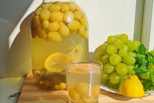 Виноградный компот «Мохито» на зиму, без стерилизации