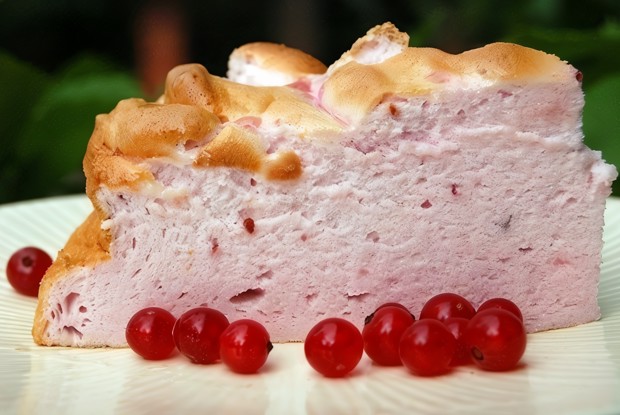 Воздушный белковый торт с ягодами