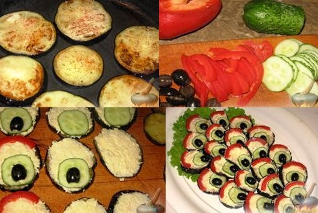 Закуска из баклажанов, огурца и сладкого перца