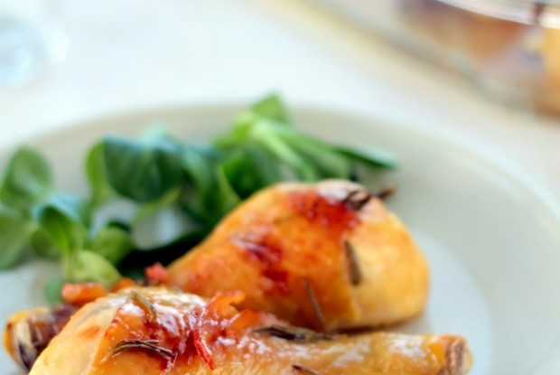 Запеченая курица с апельсиновым мармеладом и корицей