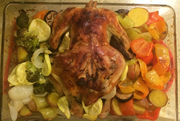 Запеченая курица с картофелем и перцем