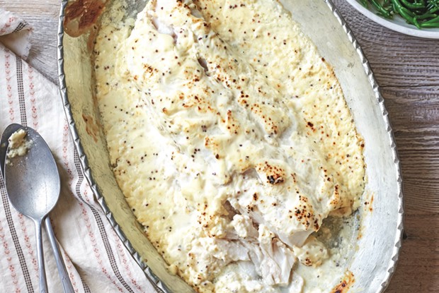 Запеченная треска с критмумом (морским фенхелем)