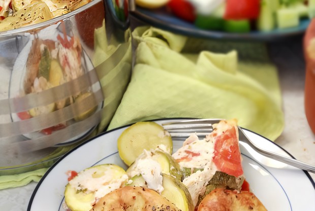 Запеченные кабачки с картофелем