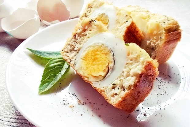 Запеченный омлет с куриным филе