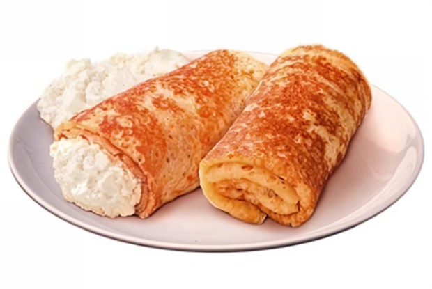 Запеченные блины с творогом и апельсиновым соусом