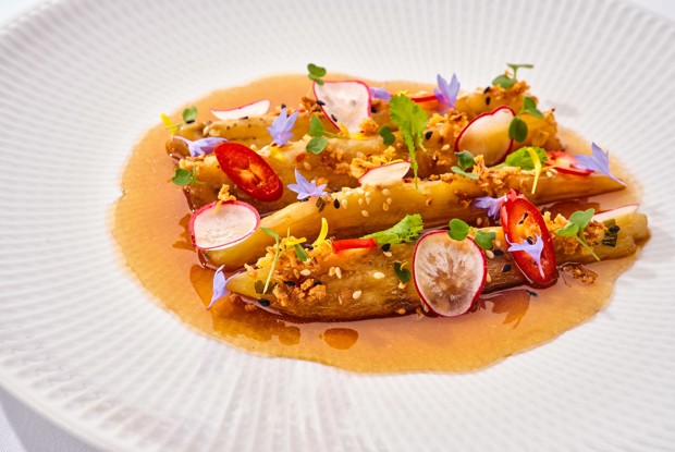 Запеченный баклажан с паназиатским соусом