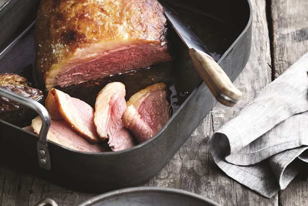 Запеченный стейк из костреца с черничным соусом