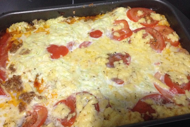 Запеканка из кабачков с фаршем и сметаной