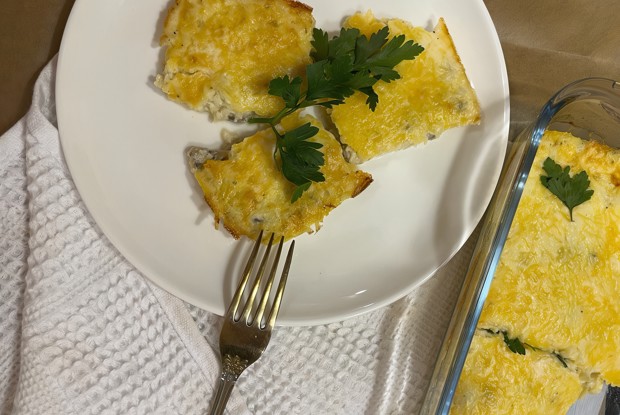 Запеканка из поленты с грибами и сыром