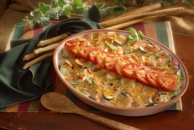 Запеканка с мясом, овощами и рисом