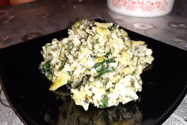 Зеленое ризотто с цукини