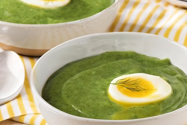 Зеленый суп-пюре со сливочным сыром