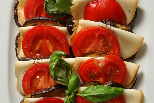 Жареные баклажаны на гриле с моцареллой