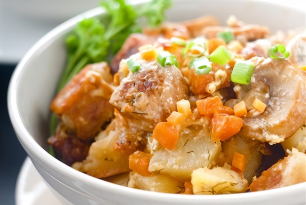 Жареный картофель с мясом по-корейски