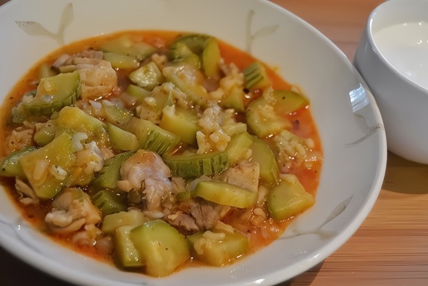 Жаркое из кабачка с куриной грудкой