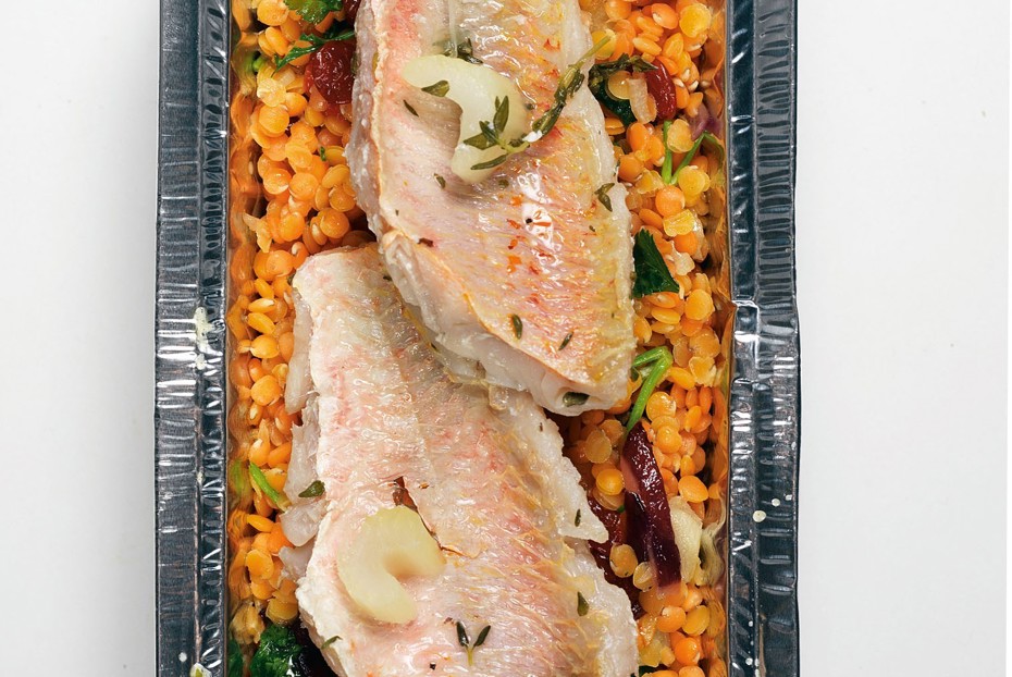 Фото рецепта Чечевица с клюквой и барабулька