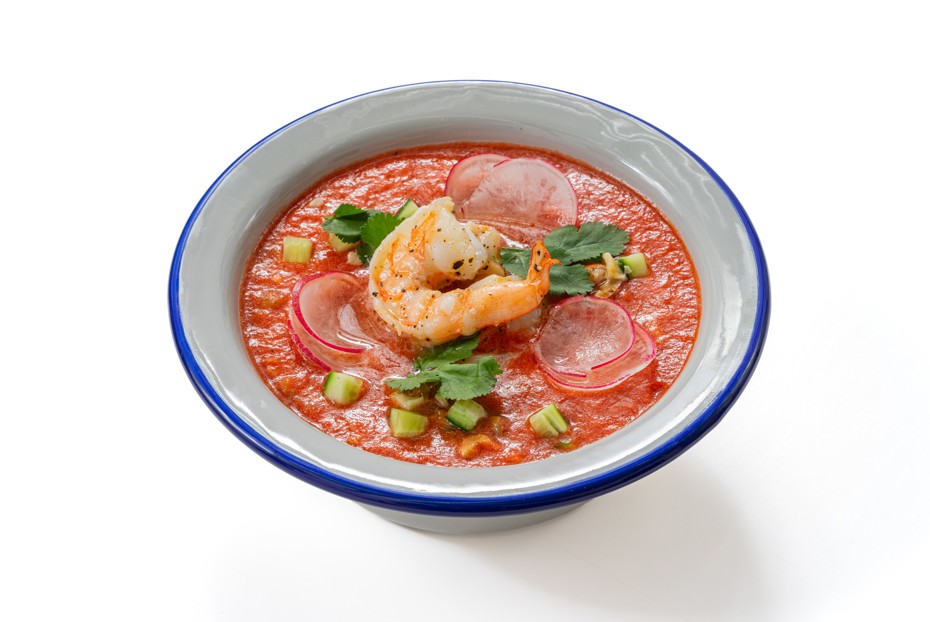 Фото рецепта Холодный суп с чечевицей, орехами и редиской