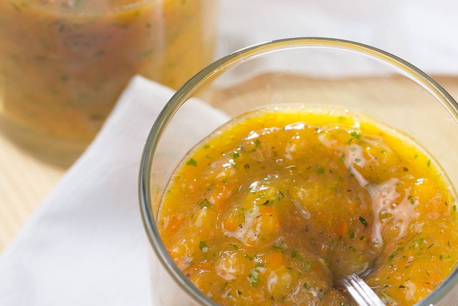 Фото рецепта Хурма с шоколадом и мятой