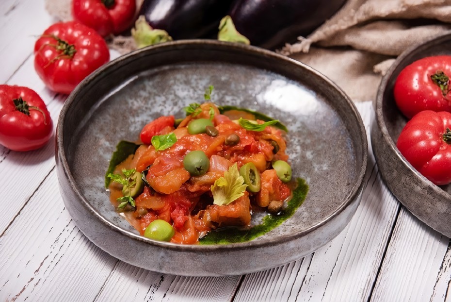 Фото рецепта Капоната из баклажанов и оливок ночеллара