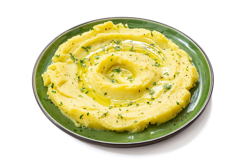 Фото рецепта Картофельное пюре с печеным чесноком и оливковым маслом