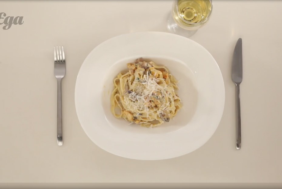 Фото рецепта Лапша с тыквой и грибами