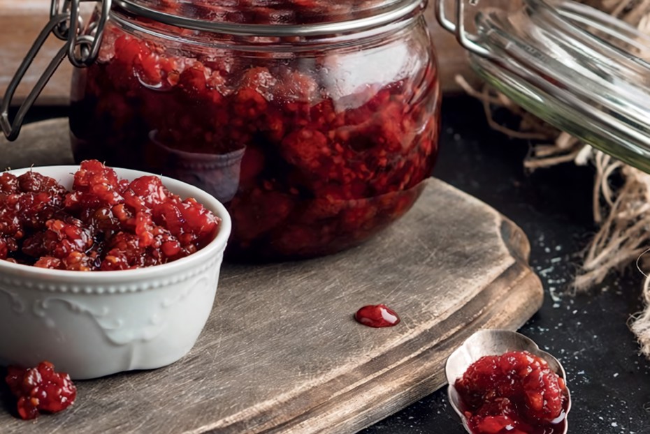 Фото рецепта Малиновый джем с яблочным соком без варки