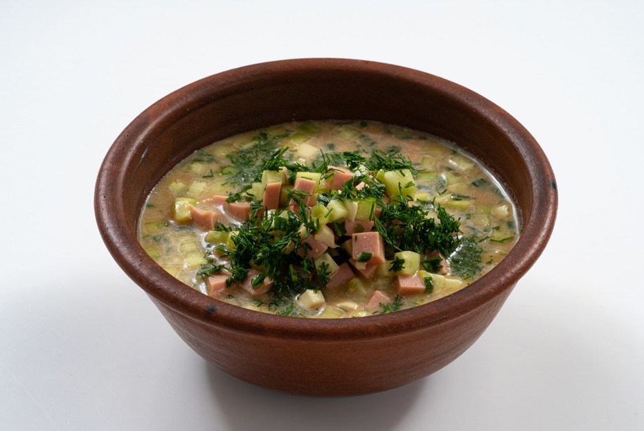 Фото рецепта Окрошка с колбасой