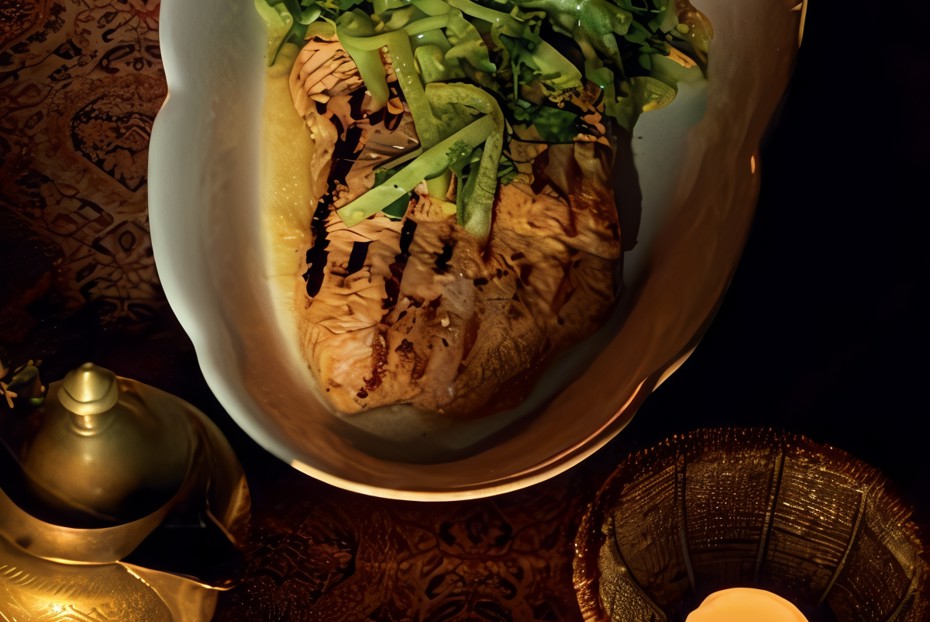 Фото рецепта Пряная форель с огурцом