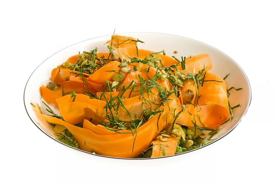 Фото рецепта Салат из апельсина с зеленым горошком